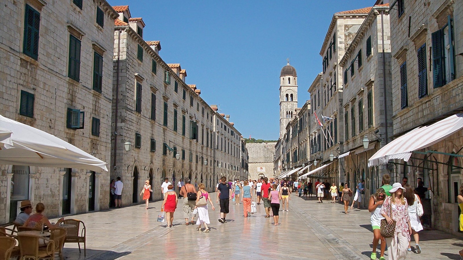 Quiet morning on Stradun in Dubrovnik's Old Town outside peak season